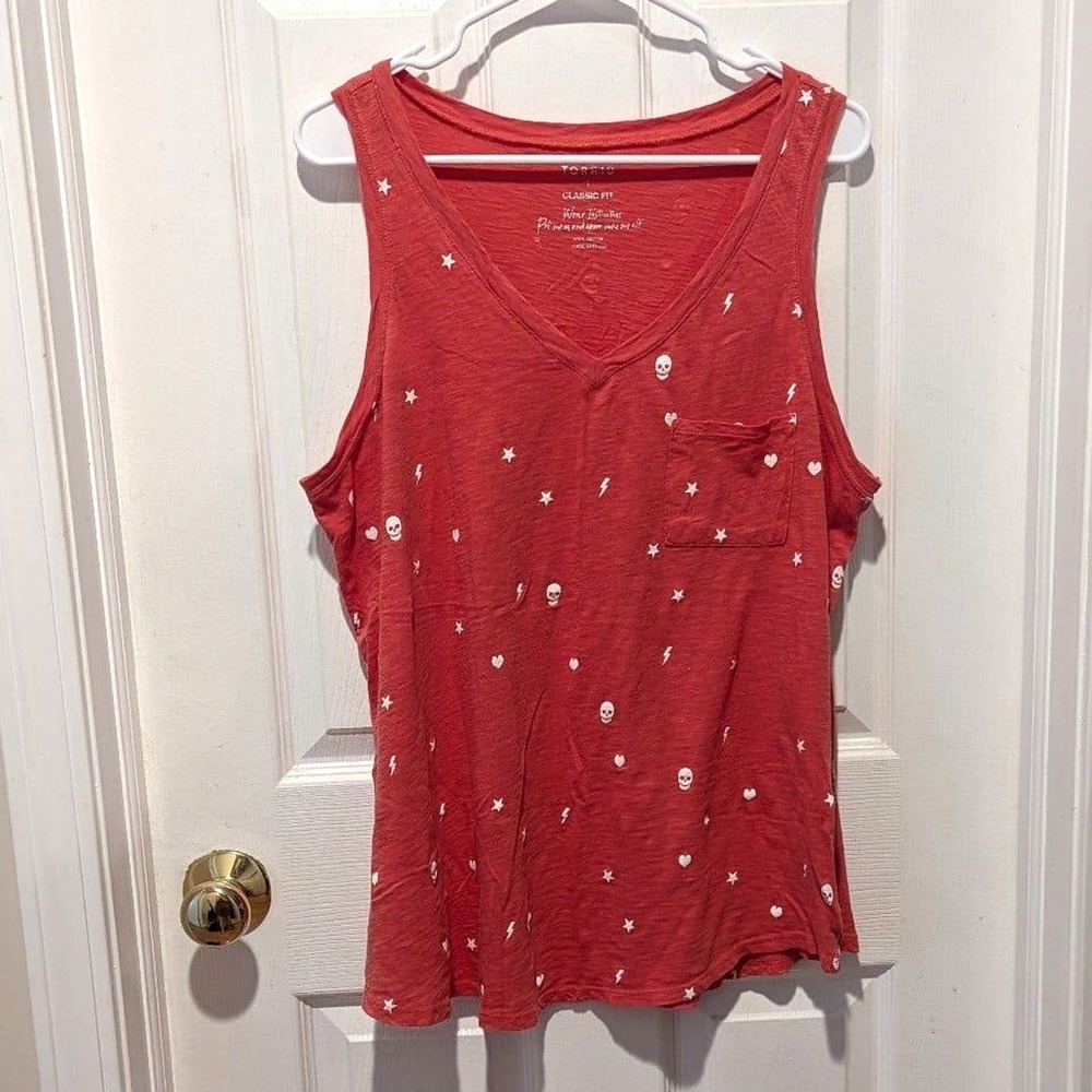 Grunge Y2K Slub Knit Tank Top Torrid Skull Alternative Celestial Print 1X